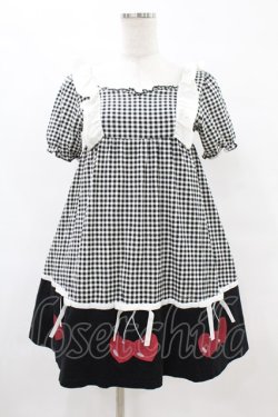 画像1: Candy Stripper / GINGHAM CHERRY ONE-PIECE 2 ブラック H-25-07-20-032-PU-OP-KB-ZH