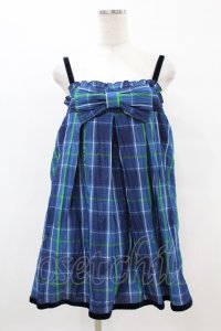 Emily Temple cute / チェックリボンノースリーブワンピース  ブルー H-25-07-20-036-ET-OP-KB-ZH