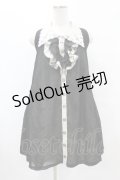 HONEY / 蝶刺繍レイヤード風ノースリーブシャツワンピース  グレージュ×黒 H-25-07-20-038-HN-OP-KB-ZH
