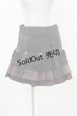 画像1: H jelly / プリントフリルスカート  黒×赤 H-25-07-20-043-HN-SK-KB-ZH