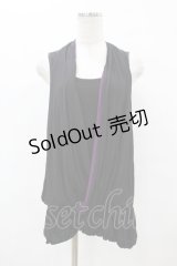h.NAOTO / Sixh.×HONEYレイヤード風チュニックトップス  黒 H-25-07-20-047-HN-TO-KB-ZH