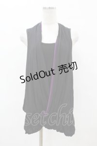 h.NAOTO / Sixh.×HONEYレイヤード風チュニックトップス  黒 H-25-07-20-047-HN-TO-KB-ZH