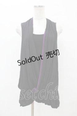 画像1: h.NAOTO / Sixh.×HONEYレイヤード風チュニックトップス  黒 H-25-07-20-047-HN-TO-KB-ZH