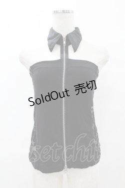 画像1: Sixh / ホルターカラーZIPトップス  黒 H-25-07-20-048-HN-TO-KB-ZH