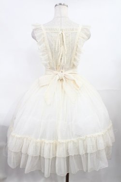 画像2: axes femme kawaii / ドットチュールエプロン M 生成り H-25-07-20-1004-AX-OP-NS-ZH