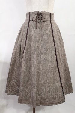 画像1: an another angelus / フロントレースアップヘリンボーンスカート Free BROWN H-25-07-20-1009-CA-SK-NS-ZH
