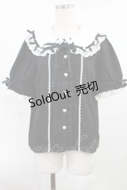 画像1: DearMyLove / 丸襟はしごレースロリータブラウス L ブラック H-25-07-20-1013-EL-BL-NS-ZH