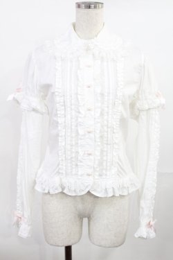 画像1: Angelic Pretty / リボンブローチ付フリルブラウス(2007年) Free オフ/ピンク H-25-07-20-1023-AP-BL-NS-ZH