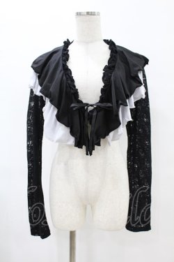 画像1: NiNE. / 異素材切替フリルボレロ  黒×白 H-25-07-20-010-PU-TO-KB-ZH