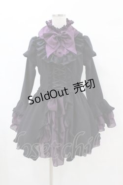 画像1: MARBLE / アリス風編み上げドレスワンピース  黒×紫 H-25-07-20-012-GO-OP-KB-ZH