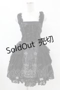 FRILL / サイドフリル刺繍ジャンパースカート  黒 H-25-07-20-015-HN-OP-KB-ZH