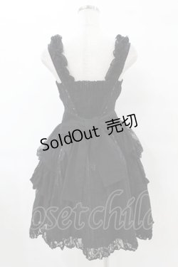 画像2: FRILL / サイドフリル刺繍ジャンパースカート  黒 H-25-07-20-015-HN-OP-KB-ZH