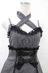 画像4: FRILL / ストライプ&リボンローズクラウン刺繍キャミワンピース  黒 H-25-07-20-018-HN-OP-KB-ZH (4)