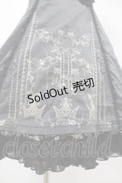画像5: FRILL / ストライプ&リボンローズクラウン刺繍キャミワンピース  黒 H-25-07-20-018-HN-OP-KB-ZH