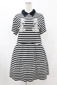Candy Stripper / SCAMP CANDY BORDER ONE-PIECE  ブラック×オフホワイト H-25-07-20-019-PU-OP-KB-ZH