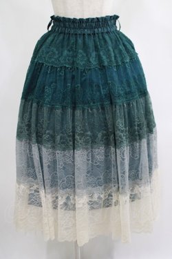 画像1: axes femme / グラデカラーレーススカート M グリーン H-25-07-21-023-AX-SK-NS-ZH