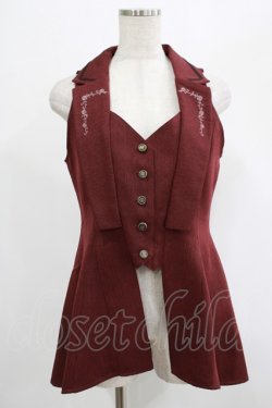 画像1: axes femme / バックタックロングベスト M ボルドー H-25-07-21-024-AX-JA-NS-ZH