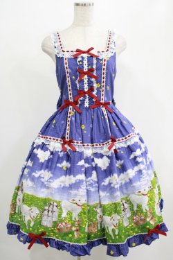 画像1: metamorphose / Dreamy Little Farm はしごレースフリルジャンパースカート サイズ1（通常サイズ） ブルー H-25-07-21-003-ME-OP-NS-ZH