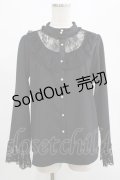 axes femme / 繊細袖レースとろみブラウス M ブラック H-25-07-21-030-AX-BL-NS-ZH