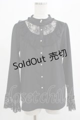 axes femme / 繊細袖レースとろみブラウス M ブラック H-25-07-21-030-AX-BL-NS-ZH