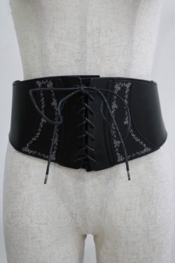 画像1: axes femme / 刺繍入りコルセットベルト Free ブラック H-25-07-21-039-AX-ZA-NS-ZH