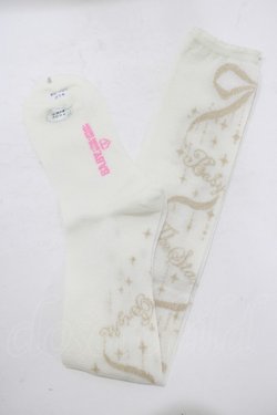 画像1: BABY,THE STARS SHINE BRIGHT / キラキラリボンオーバーニーソックス  オフ白 H-25-07-21-048-BA-ZA-NS-ZH