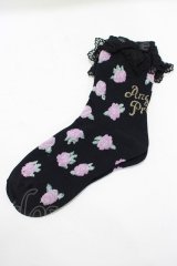 Angelic Pretty / Petit Roseクルー丈ソックス  ブラック H-25-07-21-049-AP-ZA-NS-ZH