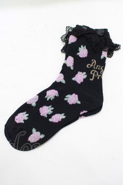 画像1: Angelic Pretty / Petit Roseクルー丈ソックス  ブラック H-25-07-21-049-AP-ZA-NS-ZH