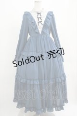 axes femme kawaii / クラシカルフリルロングワンピース M ブルー H-25-07-21-013-AX-OP-NS-ZH