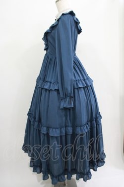 画像2: axes femme kawaii / クラシカルフリルロングワンピース M ブルー H-25-07-21-013-AX-OP-NS-ZH