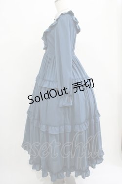 画像2: axes femme kawaii / クラシカルフリルロングワンピース M ブルー H-25-07-21-013-AX-OP-NS-ZH