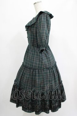 画像2: axes femme / ラッフル襟チェックワンピース M グリーン H-25-07-21-018-AX-OP-NS-ZH