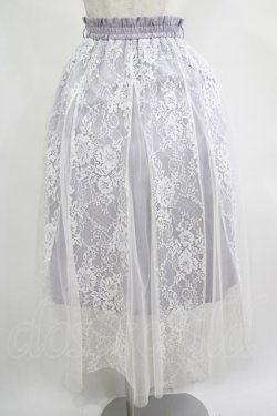 画像1: axes femme / レース×チュールスカート M ブルーグレー H-25-07-21-022-AX-SK-NS-ZH