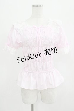 画像1: Angelic Pretty / シャーリングオフショルダーブラウス Free ピンク H-25-07-22-025-AP-BL-NS-ZH