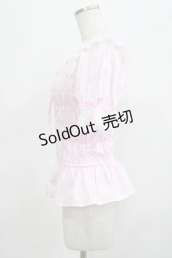 画像2: Angelic Pretty / シャーリングオフショルダーブラウス Free ピンク H-25-07-22-025-AP-BL-NS-ZH