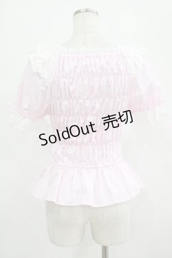 画像3: Angelic Pretty / シャーリングオフショルダーブラウス Free ピンク H-25-07-22-025-AP-BL-NS-ZH