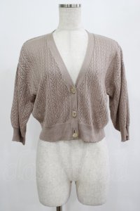 F&A / 押し花釦透かし編み5分袖カーディガン Free PINK BEIGE H-25-07-22-031-LO-TO-NS-ZH