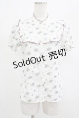 Blue rouge / ヨークフリルブラウス Free オフ H-25-07-22-033-CA-BL-NS-ZH