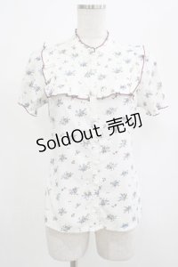Blue rouge / ヨークフリルブラウス Free オフ H-25-07-22-033-CA-BL-NS-ZH