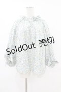 Jane Marple Dans Le Salon / Lawn Liberty Bubble Sleeve Blouse  オフ×ブルー H-25-07-22-1039-JM-BL-KB-ZH
