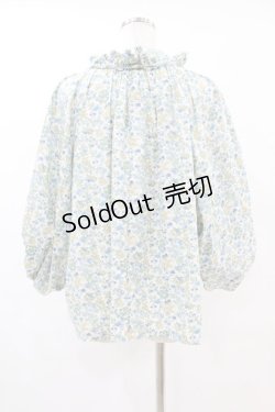 画像2: Jane Marple Dans Le Salon / Lawn Liberty Bubble Sleeve Blouse  オフ×ブルー H-25-07-22-1039-JM-BL-KB-ZH