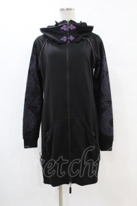 Qutie Frash / チャイナロングパーカー  黒×紫 H-25-07-22-1046-QU-TO-KB-ZH