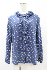 Jane Marple / Tumbling Diceのフリルカラーブラウス  ブルー H-25-07-22-1049-JM-BL-KB-ZH