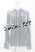 Ozz oneste / ジャガード切替チャイナブラウス  グリーン H-25-07-22-1056-OO-BL-KB-ZH