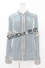 Ozz oneste / ジャガード切替チャイナブラウス  グリーン H-25-07-22-1056-OO-BL-KB-ZH