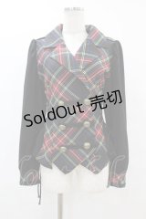 Qutie Frash / タータンダブルテーラードジャケット  グリーン H-25-07-22-1022-QU-JA-KB-ZH