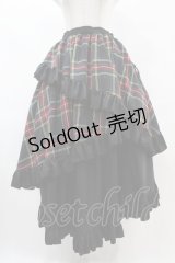 Qutie Frash / タータンチェックフリルロングスカート  グリーン H-25-07-22-1025-QU-SK-KB-ZH