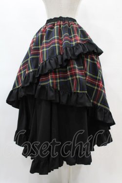 画像2: Qutie Frash / タータンチェックフリルロングスカート  グリーン H-25-07-22-1025-QU-SK-KB-ZH