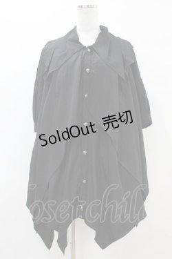 画像1: ALGONQUINS / イレギュラーシャツワンピース  黒 H-25-07-22-1032-AL-OP-KB-ZH