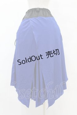 画像2: ALGONQUINS / 配色切替サイド編み上げロングスカート  黒×青 H-25-07-22-1033-AL-SK-KB-ZH